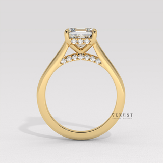 moissanite asscher cathedral engagement ring