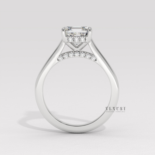 moissanite asscher solitaire cathedral ring