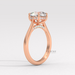 moissanite cushion cathedral engagement ring