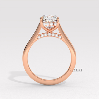 moissanite cushion solitaire cathedral ring