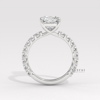natural diamond cushion pavé ring