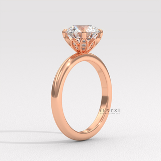 natural diamond lotus prong ring