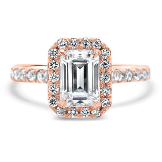 2 CT Emerald Cut Moissanite Halo Diamond Engagement Ring For Her