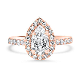 2 CT Pear Cut Halo Moissanite Diamond Engagement Ring 