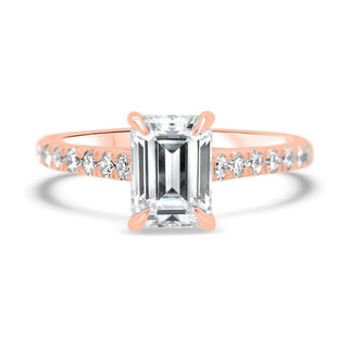 3 CT Emerald Cut Moissanite Diamond Pave Set Wedding Ring For Women