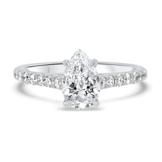 1.0CT Pear Cut Moissanite Pave Diamond Engagement Ring