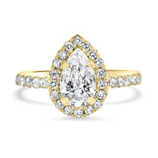 2 CT Pear Cut Halo Moissanite Diamond Engagement Ring 