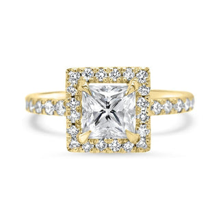 2 CT Princess Cut Moissanite Diamond Halo  Engagement Ring