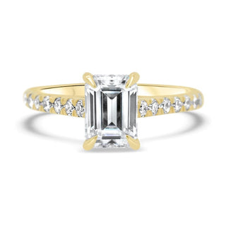 3 CT Emerald Cut Moissanite Diamond Pave Set Wedding Ring For Women