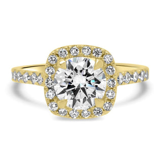 2.5 CT Cushion Cut Halo Moissanite Diamond Engagement Ring