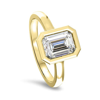 1.0CT Emerald Cut Bezel Set Diamond Moissanite Engagement Ring