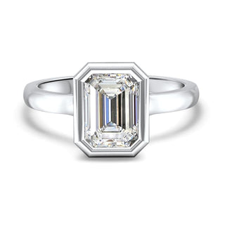 1.0CT Emerald Cut Bezel Set Diamond Moissanite Engagement Ring