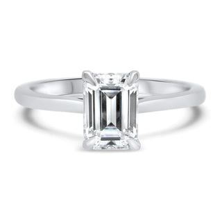 2 CT Emerald Cut Moissanite Diamond Cathedral Setting Wedding Ring