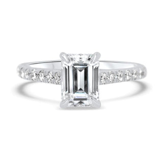 1.0CT Emerald Cut Moissanite Diamond Pave Engagement Ring