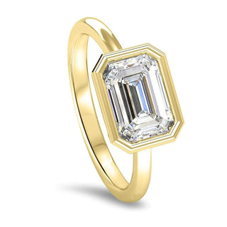 1.0CT Emerald Cut East West Moissanite Diamond Engagement Ring