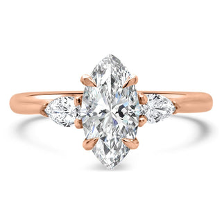 1.0CT Marquise Cut Three Stone Moissanite Diamond Engagement Ring