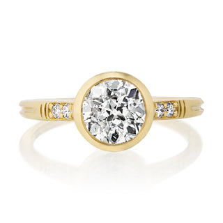 1.0ct moissanite ring, old european cut moissanite, bezel engagement ring