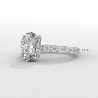 oval cut diamond engagement ring pavé