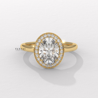 oval diamond halo ring for women, oval halo ring with hidden halo 