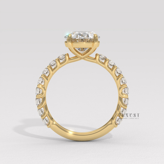 oval cut hidden halo pavé engagement ring
