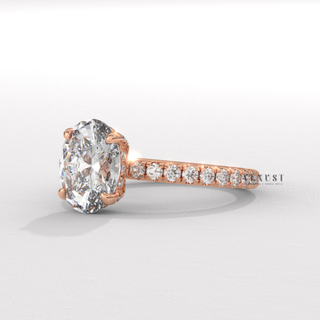 oval cut pave engagement ring