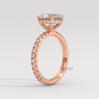 oval cut pave moissanite engagement ring