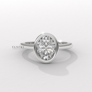 oval diamond bezel ring