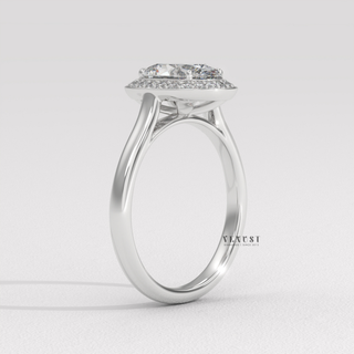 oval halo premium engagement ring, oval halo handmade ring design