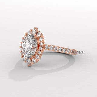oval halo gold ring, oval halo white gold ring