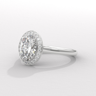 oval halo lab grown diamond ring, oval halo natural diamond ring