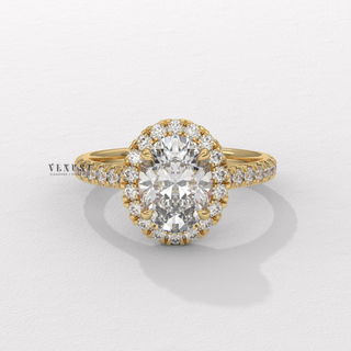 oval halo engagement ring, oval pave diamond ring