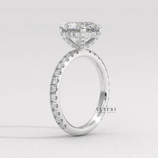 oval pave hidden halo ring