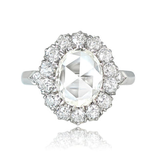 1.50ct moissanite ring
ova ring 
rose cut ring 
rose oval cut ring 
halo ring 
three stone ring 
