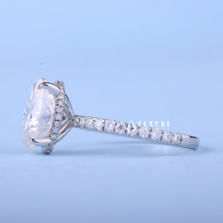 2.0CT Oval Cut Moissanite Diamond Hidden Halo Pave Engagement Ring