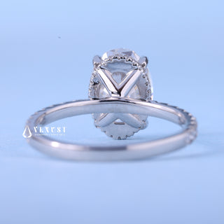 2.0CT Oval Cut Moissanite Diamond Hidden Halo Pave Engagement Ring