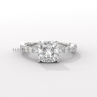 pavé engagement ring cushion cut