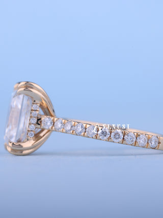 1.50CT Radiant Cut Moissanite Diamond Hidden Halo Pave Engagement Ring