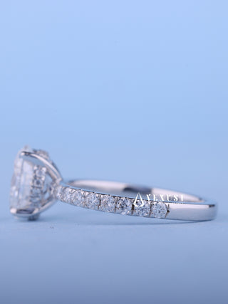 1.50CT Oval Cut Moissanite Diamond Hidden Halo Pave Engagement Ring