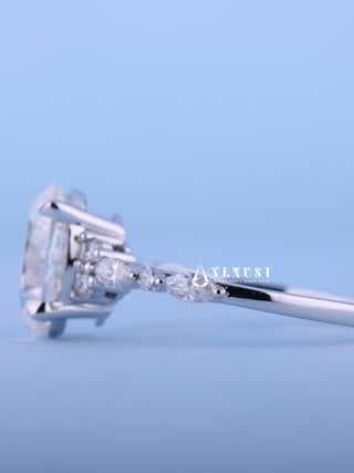 2.0CT Oval Moissanite Diamond Cluster Engagement Ring