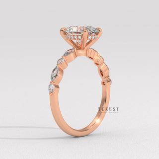 oval center marquise pear ring
unique shape diamond engagement ring
multi shape diamond ring