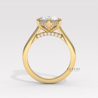 pear cathedral setting engagement ring