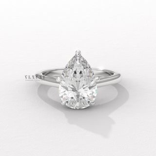 pear cut cathedral hidden halo ring