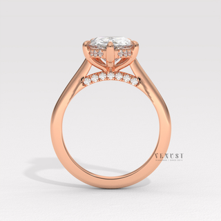 pear engagement ring cathedral hidden halo