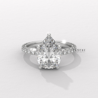 pear engagement ring gold pave