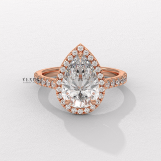 pear halo pave ring
