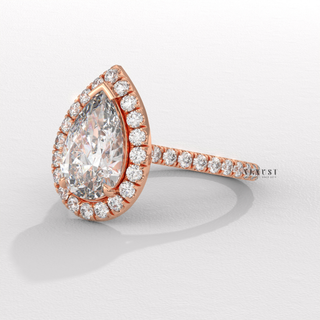 romantic pear halo ring, forever pear halo ring