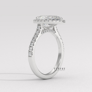 pear halo promise ring