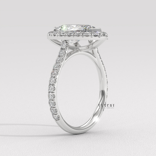sparkling pear halo pave ring, statement pear halo ring, 