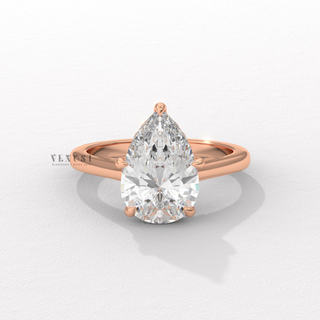 pear shaped hidden halo cathedral engagement ring