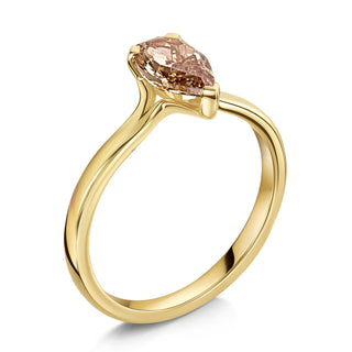 pear shaped moissanite engagement ring,brown moissanite solitaire ring